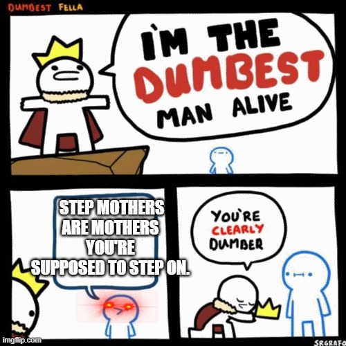 Technically the truth ;) | STEP MOTHERS ARE MOTHERS YOU'RE SUPPOSED TO STEP ON. | image tagged in i'm the dumbest man alive,akward,dumbass | made w/ Imgflip meme maker