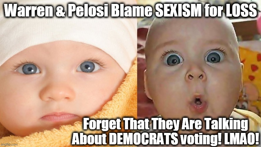 Bu-bu-but I thought gender is a "Social Construct".... | Warren & Pelosi Blame SEXISM for LOSS; Forget That They Are Talking About DEMOCRATS voting! LMAO! | image tagged in politics,political,politicians,political humor,politics lol,democrats | made w/ Imgflip meme maker