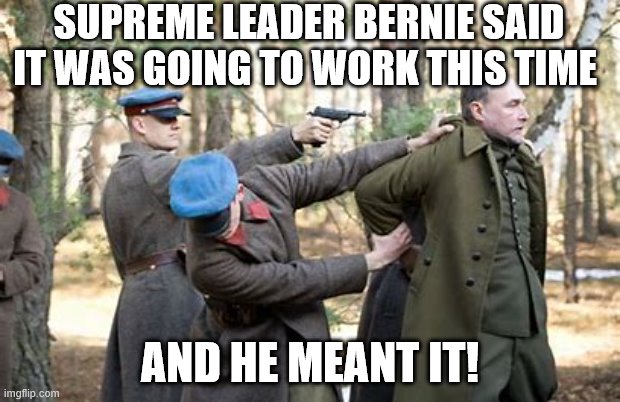 YEP | SUPREME LEADER BERNIE SAID IT WAS GOING TO WORK THIS TIME; AND HE MEANT IT! | image tagged in bernie sanders,socialism,democrats,millennials,2020 elections | made w/ Imgflip meme maker