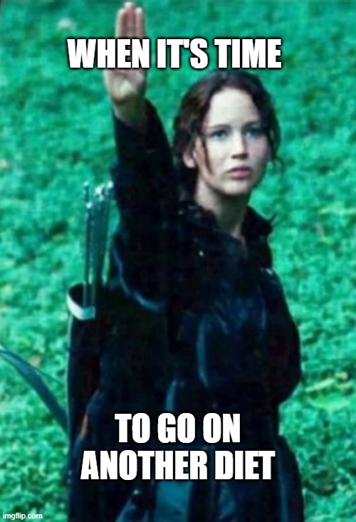 Hunger games | WHEN IT'S TIME; TO GO ON ANOTHER DIET | image tagged in hunger games | made w/ Imgflip meme maker