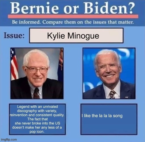 Repost. Bernie vs. Biden on the issues that matter | image tagged in repost,bernie sanders,pop music,joe biden,sanders,election 2020 | made w/ Imgflip meme maker