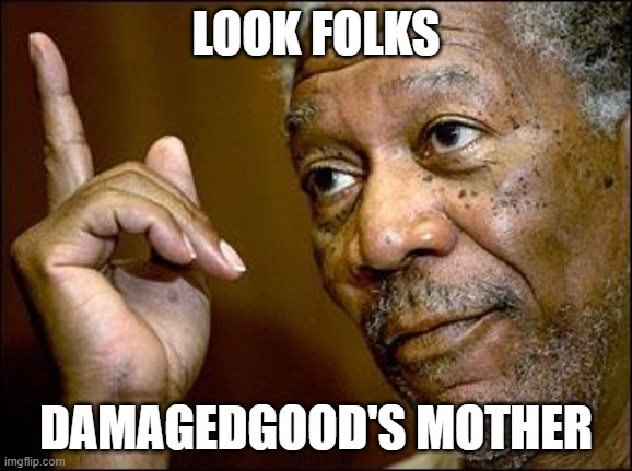 He is right you know | LOOK FOLKS DAMAGEDGOOD'S MOTHER | image tagged in he is right you know | made w/ Imgflip meme maker