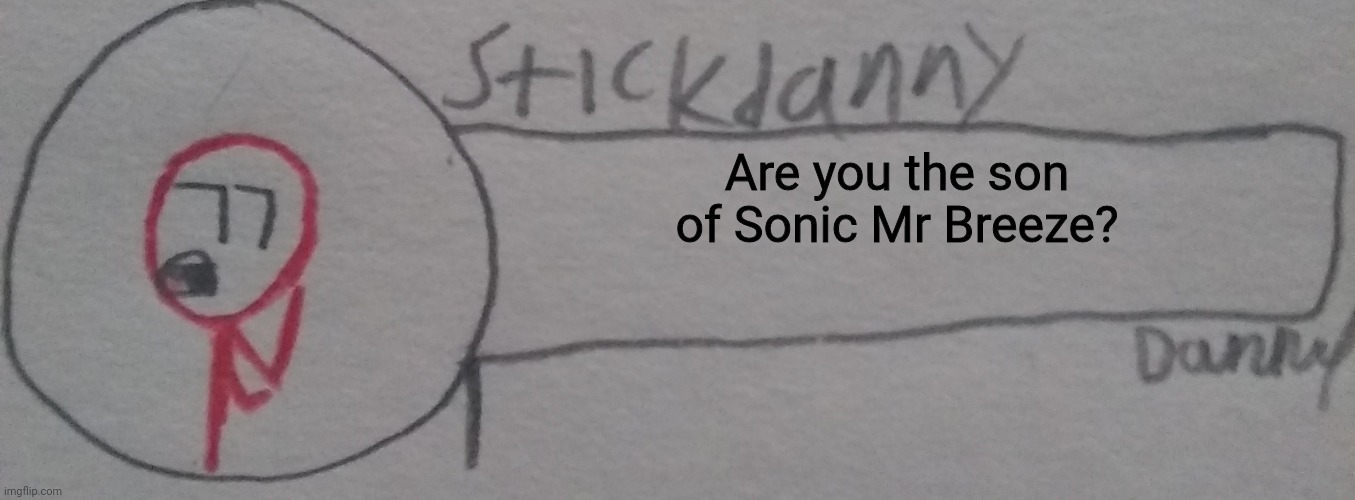 Are you the son of Sonic Mr Breeze? | image tagged in stickdanny says | made w/ Imgflip meme maker