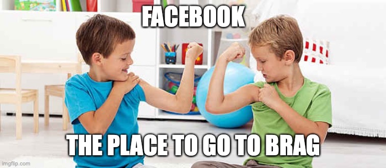 kids bragging | FACEBOOK; THE PLACE TO GO TO BRAG | image tagged in kids bragging | made w/ Imgflip meme maker