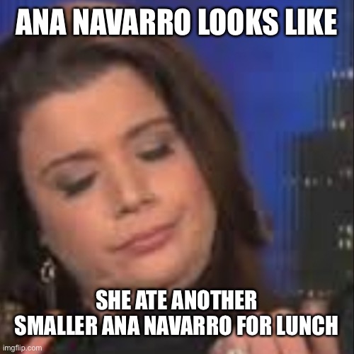 Ana Navarro | ANA NAVARRO LOOKS LIKE; SHE ATE ANOTHER SMALLER ANA NAVARRO FOR LUNCH | image tagged in ana navarro | made w/ Imgflip meme maker