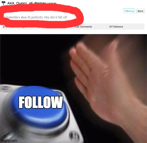 FOLLOW | image tagged in memes,blank nut button | made w/ Imgflip meme maker