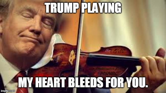 Trump Fiddles While... | TRUMP PLAYING; MY HEART BLEEDS FOR YOU. | image tagged in trump fiddles while | made w/ Imgflip meme maker