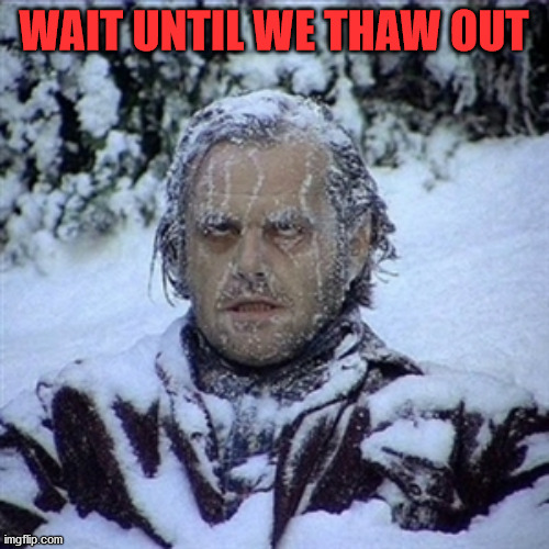 Frozen Guy | WAIT UNTIL WE THAW OUT | image tagged in frozen guy | made w/ Imgflip meme maker