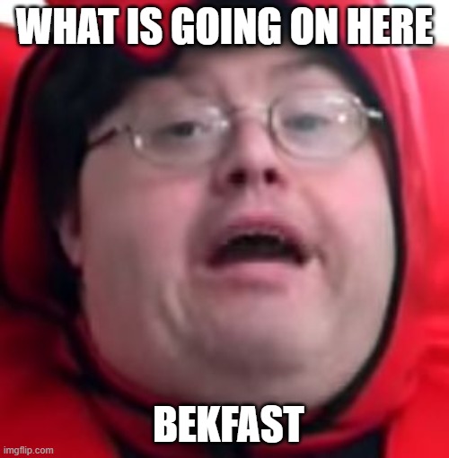 bekfast | WHAT IS GOING ON HERE; BEKFAST | image tagged in bekfast | made w/ Imgflip meme maker