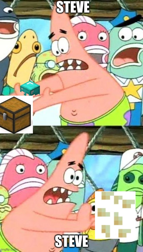 Put It Somewhere Else Patrick Meme | STEVE; STEVE | image tagged in memes,put it somewhere else patrick | made w/ Imgflip meme maker