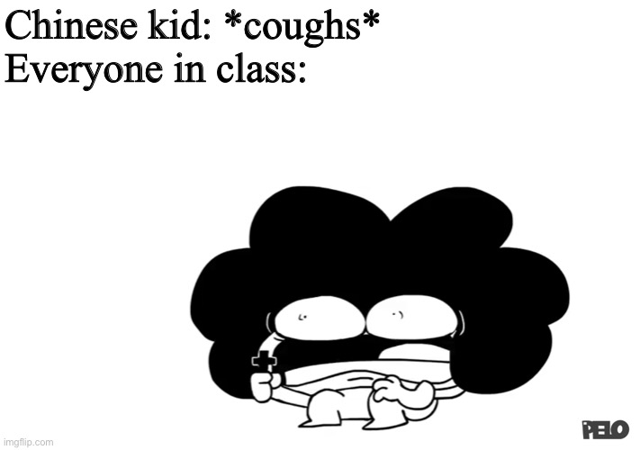Pelo | Chinese kid: *coughs*
Everyone in class: | image tagged in pelo | made w/ Imgflip meme maker