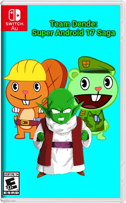Team Dende 19 (HTF Crossover Game) | Team Dende: Super Android 17 Saga | image tagged in switch au template,team dende,dende,happy tree friends,dragon ball z,nintendo switch | made w/ Imgflip meme maker