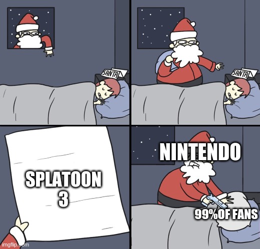 Letter to Murderous Santa | NINTENDO; SPLATOON 3; 99%OF FANS | image tagged in letter to murderous santa | made w/ Imgflip meme maker