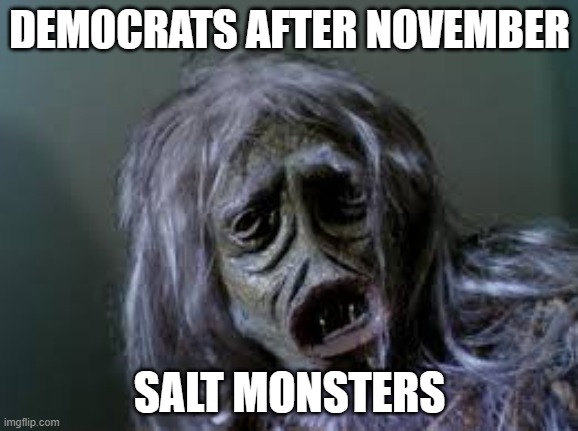 Salt Monster | DEMOCRATS AFTER NOVEMBER; SALT MONSTERS | image tagged in salt monster | made w/ Imgflip meme maker