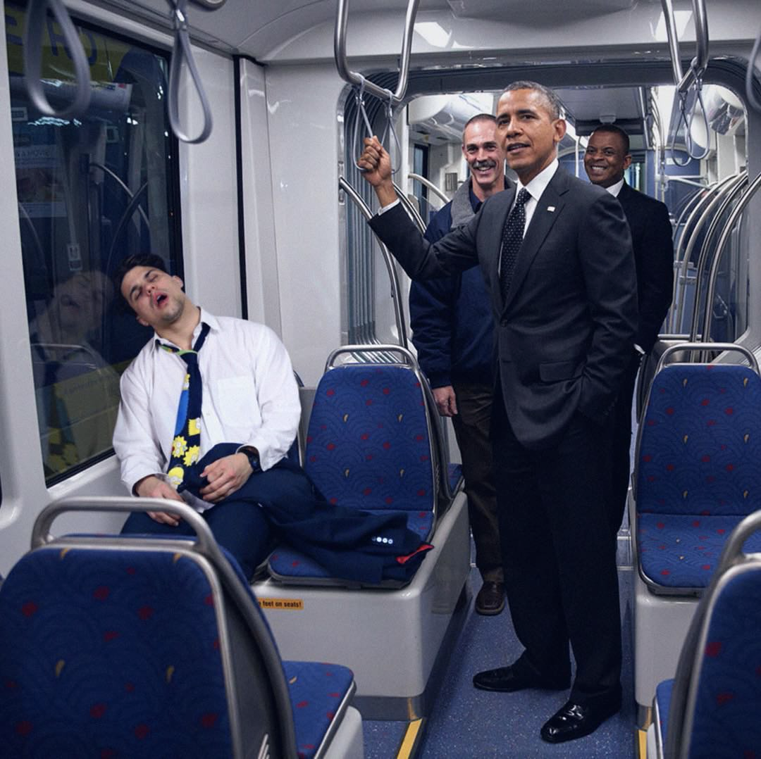 High Quality Obama Metro Sleeping Guy Blank Meme Template