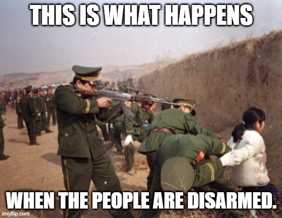 China Gun Control | THIS IS WHAT HAPPENS; WHEN THE PEOPLE ARE DISARMED. | image tagged in china gun control | made w/ Imgflip meme maker