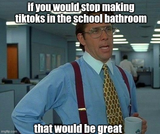 That Would Be Great | if you would stop making tiktoks in the school bathroom; that would be great | image tagged in memes,that would be great | made w/ Imgflip meme maker