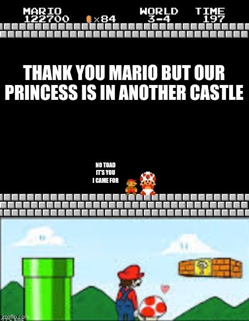 THANK YOU MARIO BUT OUR PRINCESS IS IN ANOTHER CASTLE; NO TOAD IT'S YOU I CAME FOR | image tagged in thank you mario | made w/ Imgflip meme maker