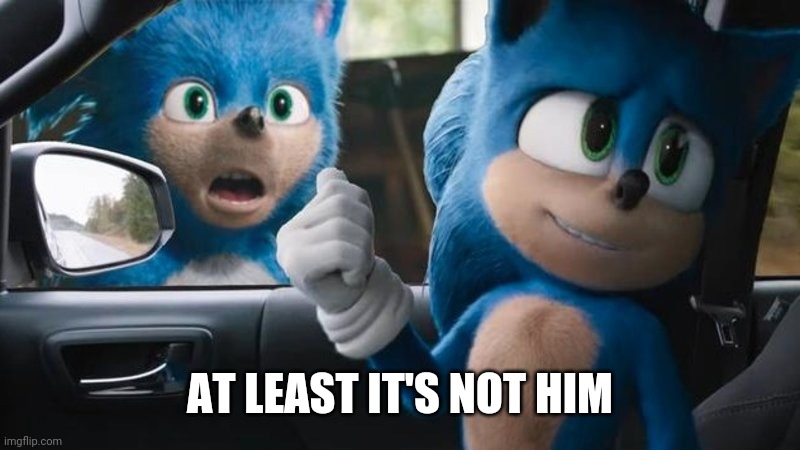 Sonic Movie Old vs New | AT LEAST IT'S NOT HIM | image tagged in sonic movie old vs new | made w/ Imgflip meme maker