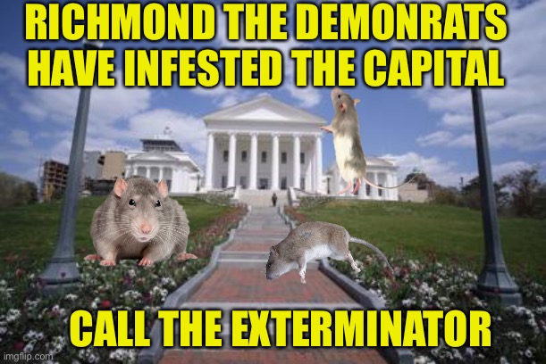 You Can Only Play Crooked Games In A Crooked House | RICHMOND THE DEMONRATS HAVE INFESTED THE CAPITAL; CALL THE EXTERMINATOR | image tagged in richmond,ralph northam,democrats,antigun,second amendment,rats | made w/ Imgflip meme maker