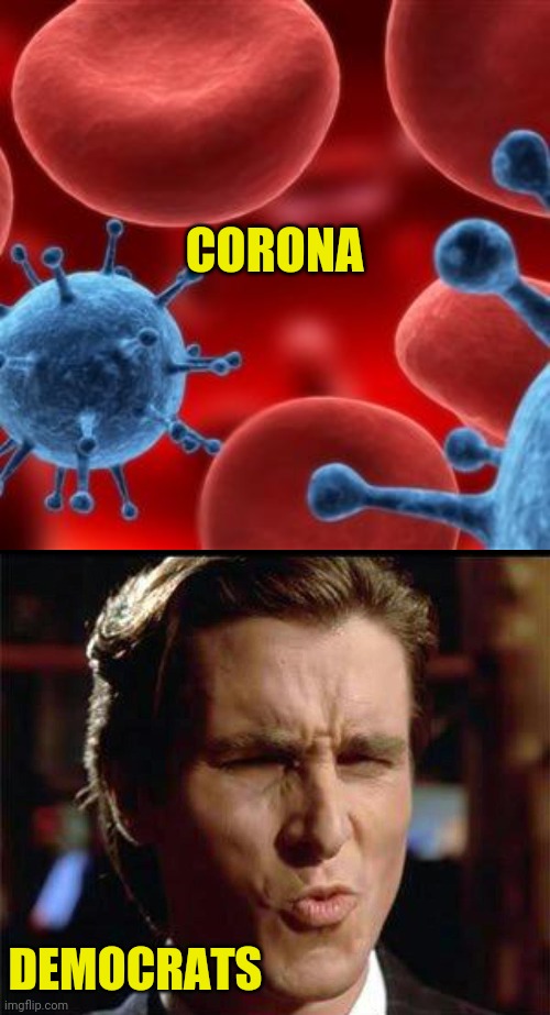 CORONA DEMOCRATS | image tagged in virus,christian bale ooh | made w/ Imgflip meme maker