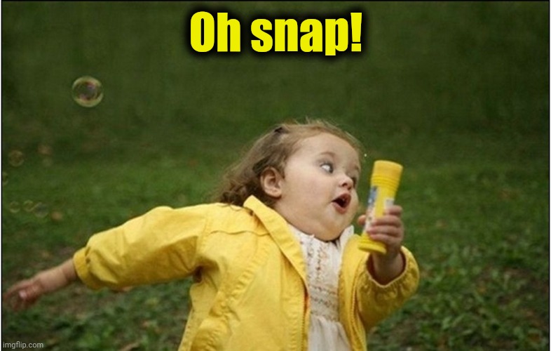 Little Girl Running Away | Oh snap! | image tagged in little girl running away | made w/ Imgflip meme maker