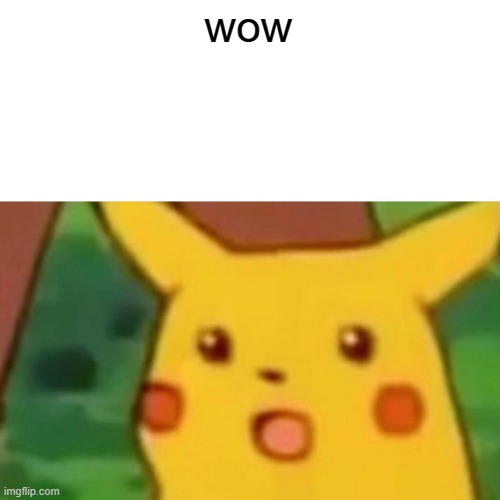 Surprised Pikachu Meme | wow | image tagged in memes,surprised pikachu | made w/ Imgflip meme maker