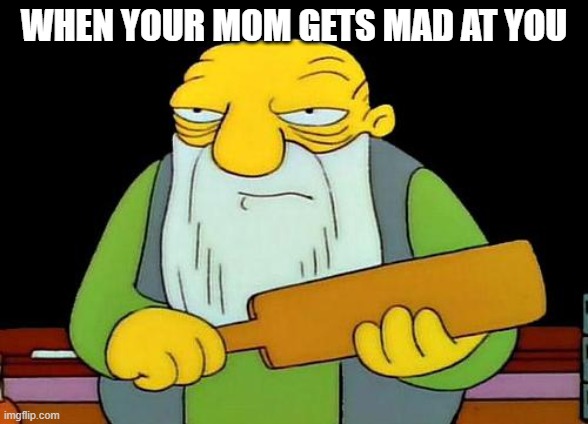 That's a paddlin' Meme | WHEN YOUR MOM GETS MAD AT YOU | image tagged in memes,that's a paddlin' | made w/ Imgflip meme maker