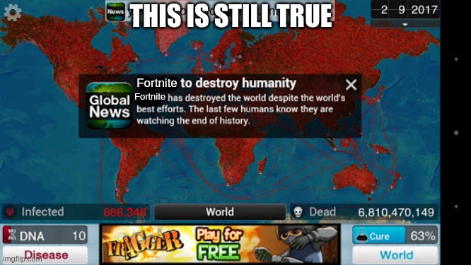 X to destroy humanity | THIS IS STILL TRUE; Fortnite; Fortnite | image tagged in x to destroy humanity | made w/ Imgflip meme maker