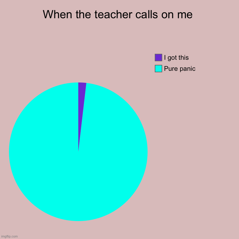 When the teacher calls on me | Pure panic, I got this | image tagged in charts,pie charts | made w/ Imgflip chart maker