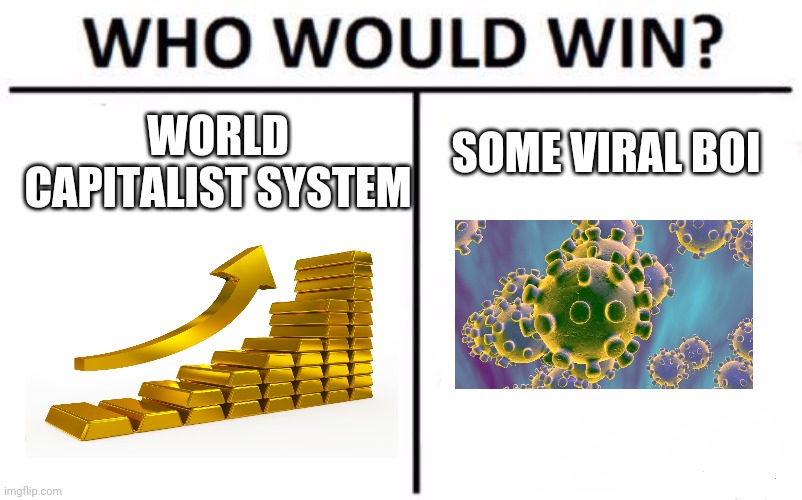 Who Would Win? | SOME VIRAL BOI; WORLD CAPITALIST SYSTEM | image tagged in memes,who would win | made w/ Imgflip meme maker