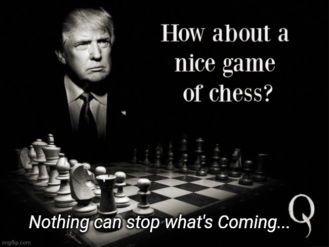 HOW ABOUT A NICE GAME OF CHESS? To be blunt.... Game Over. #GodWins #Q3872 #Q3894 | Nothing can stop what's Coming... | image tagged in chess grand master in chief,america,winning,donald trump approves,qanon,the great awakening | made w/ Imgflip meme maker