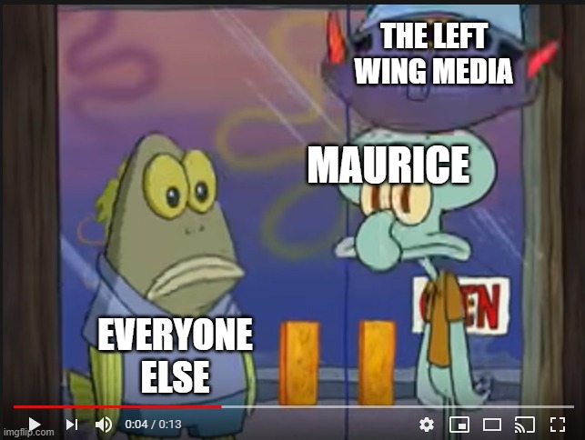 maurice | THE LEFT WING MEDIA; MAURICE; EVERYONE ELSE | image tagged in political meme,spongebob,funny | made w/ Imgflip meme maker