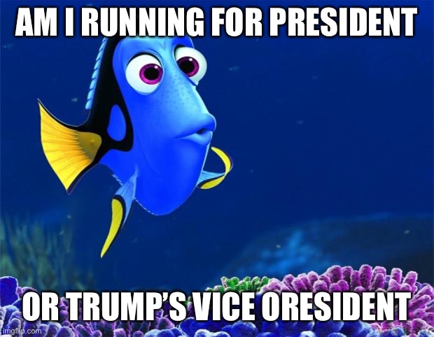 Dory | AM I RUNNING FOR PRESIDENT OR TRUMP’S VICE ORESIDENT | image tagged in dory | made w/ Imgflip meme maker
