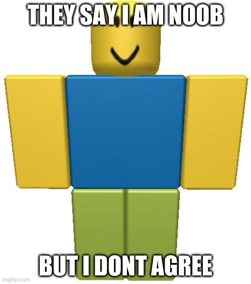 ROBLOX Noob | THEY SAY I AM NOOB; BUT I DONT AGREE | image tagged in roblox noob | made w/ Imgflip meme maker