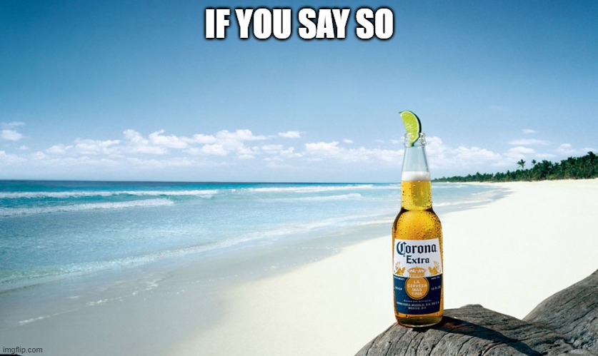 corona | IF YOU SAY SO | image tagged in corona | made w/ Imgflip meme maker