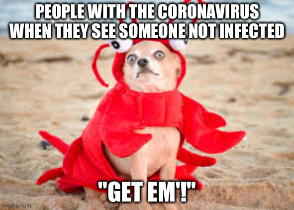 Coronavirus | PEOPLE WITH THE CORONAVIRUS WHEN THEY SEE SOMEONE NOT INFECTED; "GET EM'!" | image tagged in memes,funny memes | made w/ Imgflip meme maker