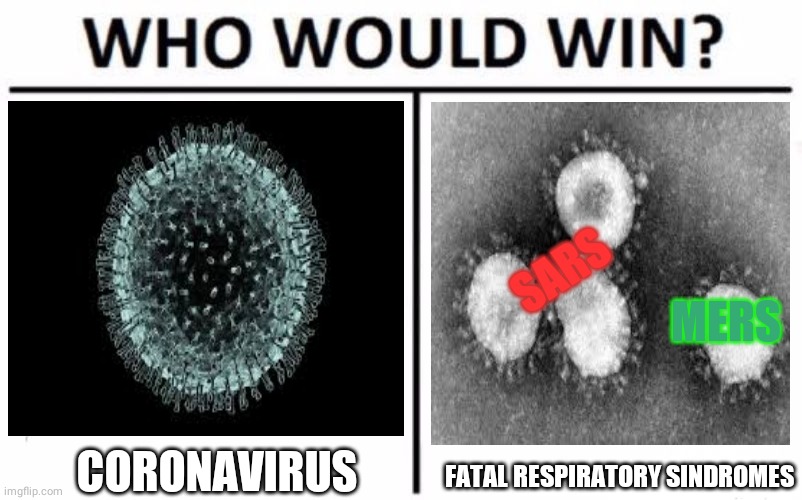 Who Would Win? Meme | SARS; MERS; CORONAVIRUS; FATAL RESPIRATORY SINDROMES | image tagged in memes,who would win,reposts | made w/ Imgflip meme maker