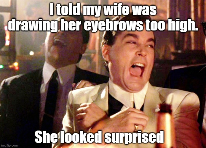 Good Fellas Hilarious | I told my wife was drawing her eyebrows too high. She looked surprised | image tagged in memes,good fellas hilarious | made w/ Imgflip meme maker