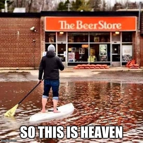 Beer Flood | SO THIS IS HEAVEN | image tagged in beer flood | made w/ Imgflip meme maker