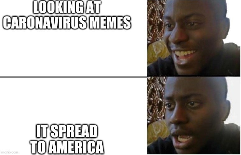 Disappointed Black Guy | LOOKING AT CARONAVIRUS MEMES; IT SPREAD TO AMERICA | image tagged in disappointed black guy | made w/ Imgflip meme maker