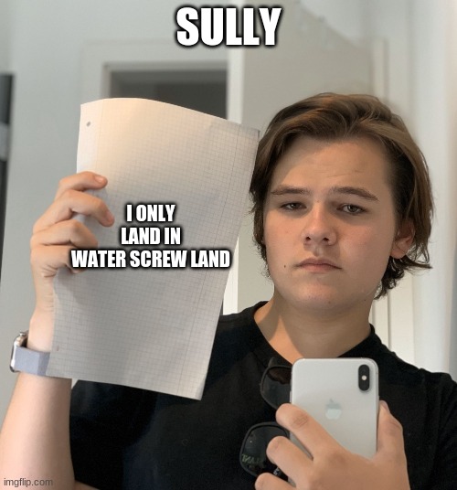 Sully water landing | SULLY; I ONLY LAND IN WATER SCREW LAND | image tagged in swiss001,sully,a320,butter | made w/ Imgflip meme maker
