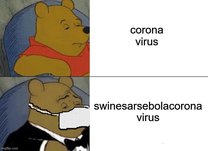 Tuxedo Winnie The Pooh Meme | corona virus swinesarsebolacorona
virus | image tagged in memes,tuxedo winnie the pooh | made w/ Imgflip meme maker