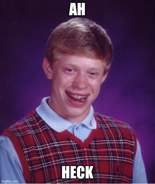 Bad Luck Brian Meme | AH HECK | image tagged in memes,bad luck brian | made w/ Imgflip meme maker