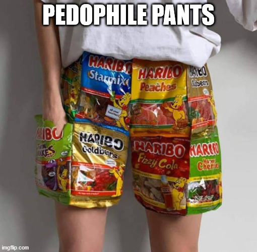 kids will come running | PEDOPHILE PANTS | image tagged in pedophiles,dark humor | made w/ Imgflip meme maker