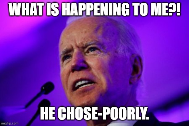 Joe Biden and the Last Crusade | WHAT IS HAPPENING TO ME?! HE CHOSE-POORLY. | image tagged in joe biden,biden,indiana jones,last crusade | made w/ Imgflip meme maker