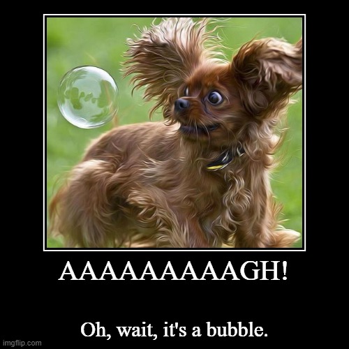 Bubble Dog | image tagged in funny,demotivationals,dogs,bubbles | made w/ Imgflip demotivational maker