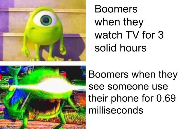 this makes me laugh | image tagged in ok boomer,mike wazowski | made w/ Imgflip meme maker