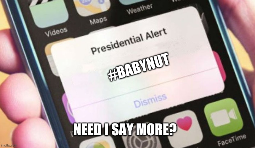 Presidential Alert | #BABYNUT; NEED I SAY MORE? | image tagged in memes,presidential alert | made w/ Imgflip meme maker