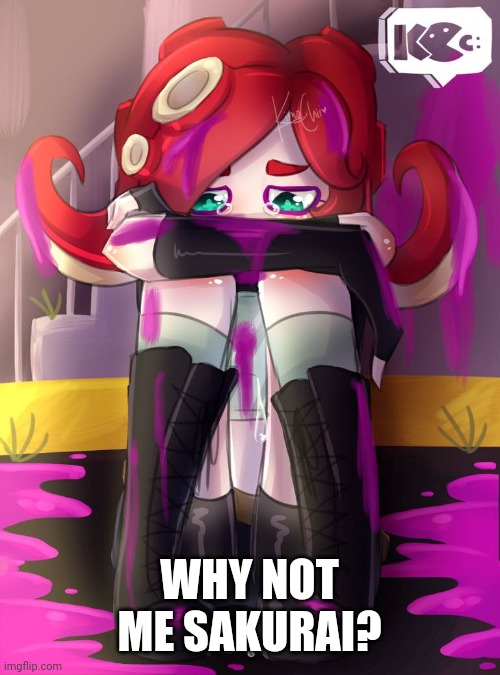 Crying Octoling | WHY NOT ME SAKURAI? | image tagged in crying octoling | made w/ Imgflip meme maker